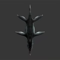 Realistic Prehistoric Aquatic Creature 3D Model With Open Mouth Sharp Teeth Streamlined Body Dark Background