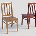 Wooden Leisure Chairs with Light Brown and Dark Red Finishes Straight Backrest and Legs Design