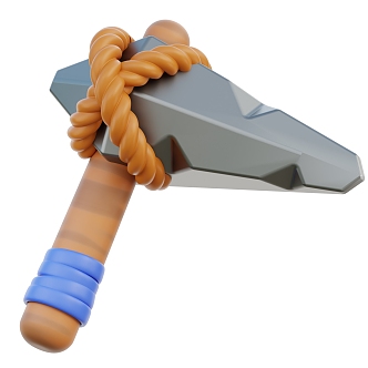 Modern Cartoon Primitive Man Hammer Stone Hammer 3d model