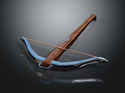 Traditional Wooden Bow With Metal Accents And Decorative String Design Detail 3d model