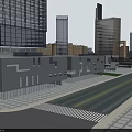 Modern Residential Building with Glass Curtain Walls Surrounded by Skyscrapers in Urban Area