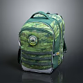 Green Camouflage Backpack With Practical Design Multiple Pockets And Badge For Daily Outdoor Use