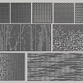 Stylish Gray Decorative Wall Panels With Various Perforated And Striped Patterns 3d model