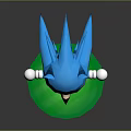 Blue Cartoon Hedgehog Character With White Gloves Red Shoes On Green Base