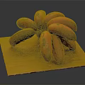 Bunch of Fresh Red and Yellow Bananas on Wooden Cutting Board