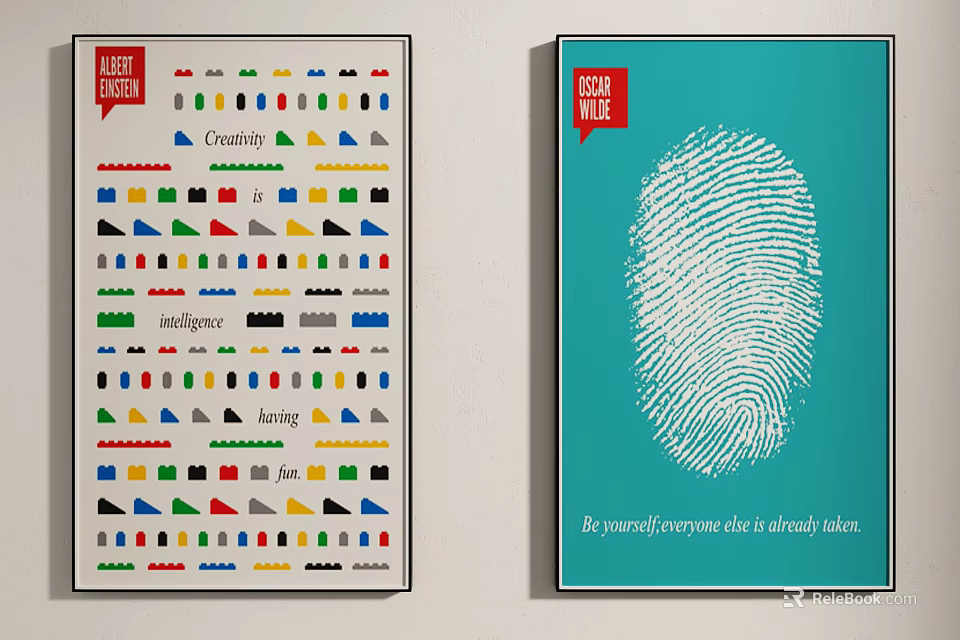 Art Study Posters With Colorful Geometric Shapes Creativity And Good Rule Fingerprint Design 3d model 