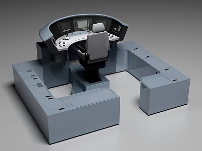 Modern Control Console Simulator With Display Screens Modular Base And Seat 3d model