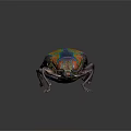 Vibrant Iridescent Beetle With Green Blue Yellow Stripes On Dark Background