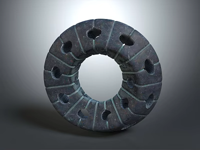 Black Circular Jewelry Bracelet Featuring Multiple Holes And Striped Design 3d model