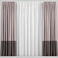Two Tone Brown And White Curtains With Sheer Panel For Window Decoration