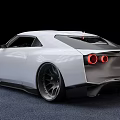 White Modern Sports Car With Sleek Design Large Wheels Red Taillights And Black Accents