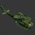 Realistic Military Green Helicopter Model with Detailed Rotors and Cockpit Features