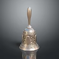 Elegant Silver Furniture Bell With Intricate Carvings And Decorative Handle Design