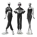 Fashion Models In Stylish Black Outfits With Hats Headphones Sunglasses And White Shawl