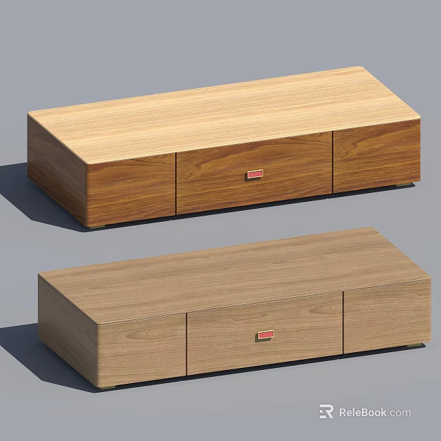 Modern Wooden TV Stands With Drawers Cabinet Doors And Natural Wood Finish 3d model 