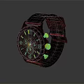 Modern Black Strap Watch With Yellow Accents And Sporty Dial Design