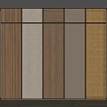 Modern Wardrobe With Diverse Panel Designs Including Wooden Fabric And Mesh Textures