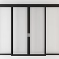 Modern Interior Sliding Door With Black Frame And Glass Panel 3d model