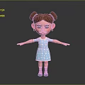 Cute Doll With Pigtails Blue Star Dress Pink Striped Socks And Earrings Arms Outstretched