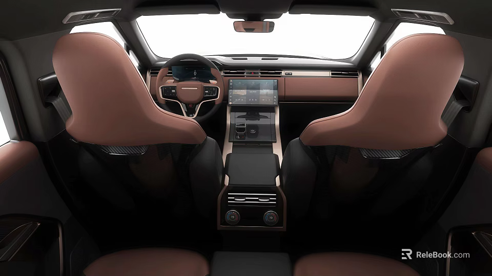 Luxury Car Interior Design With Brown Seats Dashboard And Center Console 3d model 