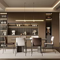 Modern Dining Living Room Interior With Pendant Lights Wooden Cabinets Dining Table And Chairs
