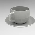 Gray Ceramic Coffee Cup With Matching Saucer Simple Modern Design 3d model