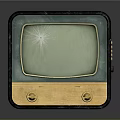 Vintage Old-fashioned Electronic Appliance With Wooden Case Television Screen And Knobs