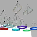 Illuminated Circular Chandeliers With Colorful Lighting And Text Messages Design