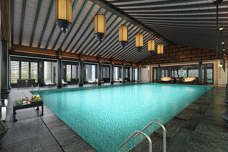 New Chinese Swimming Pool 3d model