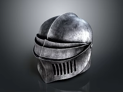 Medieval Metal Weapon Helmet With Smooth Surface And Grill Design 3d model