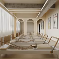 Modern Pilates Studio With Equipment In Bright Space 3d model