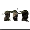 Natural Stone Wood Garden Decor With Green Leaves And Climbing Vines