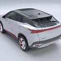 White SUV With Black Roof Red Accent Wheels And Modern Grille Design