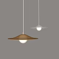 Modern Minimalist Saucer Pendant Lights with Beige Shades and White Globe Bulbs