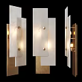 Modern Wall Sconces with White Panel and Brass Frame Warm Lighting Design 3d model