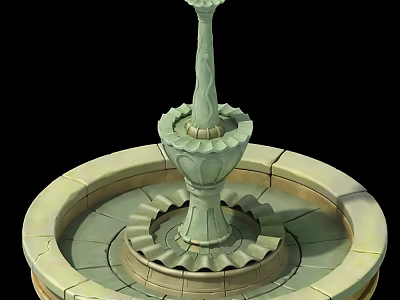 Garden Ornament Stone Fountain With Circular Base And Decorative Layered Structure 3d model