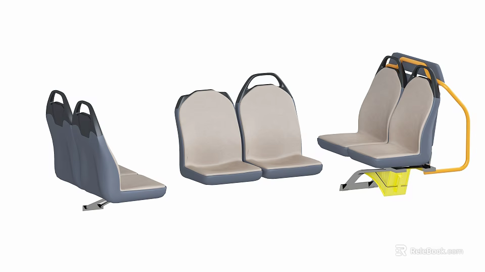 Gray Single Sofa With Different Designs Including Yellow Base And Black Armrests 3d model