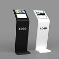Floor Standing Black And White Interactive Touch Screen Kiosks With Logo 3d model