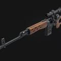 Classic Bolt Action Rifle With Wooden Stock Black Barrel And Scope
