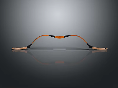 Traditional Wooden Recurve Bow With Orange And Black Grip Design 3d model