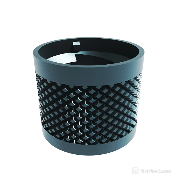 Modern Black Cylindrical Decorative Object With Diamond Pattern Textured Surface 3d model
