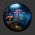 Decorative Ornament Set Blue Sphere Mushroom Design Colorful Light Reflection Glass Craft for Home Decor
