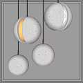 Spherical Concrete Pendant Lights Featuring Warm Inner Glow And Modern Hanging Design