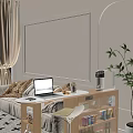 Functional Sideboard With Laptop Drinks Snacks And Coffee Maker In Living Space 3d model