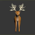3D Orange Deer Model With Curly Antlers And Blue Glowing Eyes 3d model