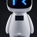 White Smart Robot With Round Head Blue Display And Modern Body Design 3d model