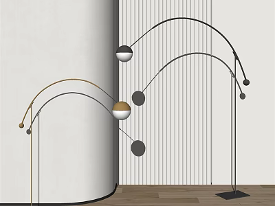 Modern Arched Floor Lamp with Spherical Shade and Metallic Design for Living Room 3d model
