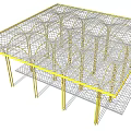 Golden Arched Pergola With Latticed Roof And Decorative Columns