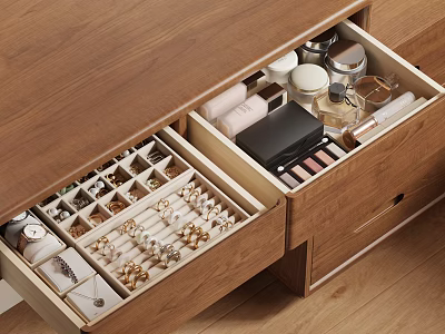 Practical Solid Wood Desk With Multiple Compartment Drawers For Jewelry And Cosmetics Storage 3d model