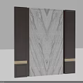Modern Sofa Accent Wall With Marble Texture And Dark Wood Panels 3d model